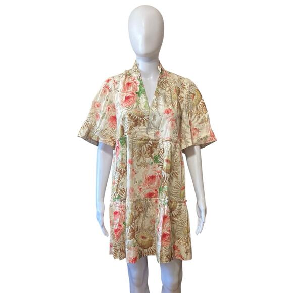 Tuckernuck Sun Faded Floral Crawford Dress Size Large Short Sleeve - Picture 2 of 6
